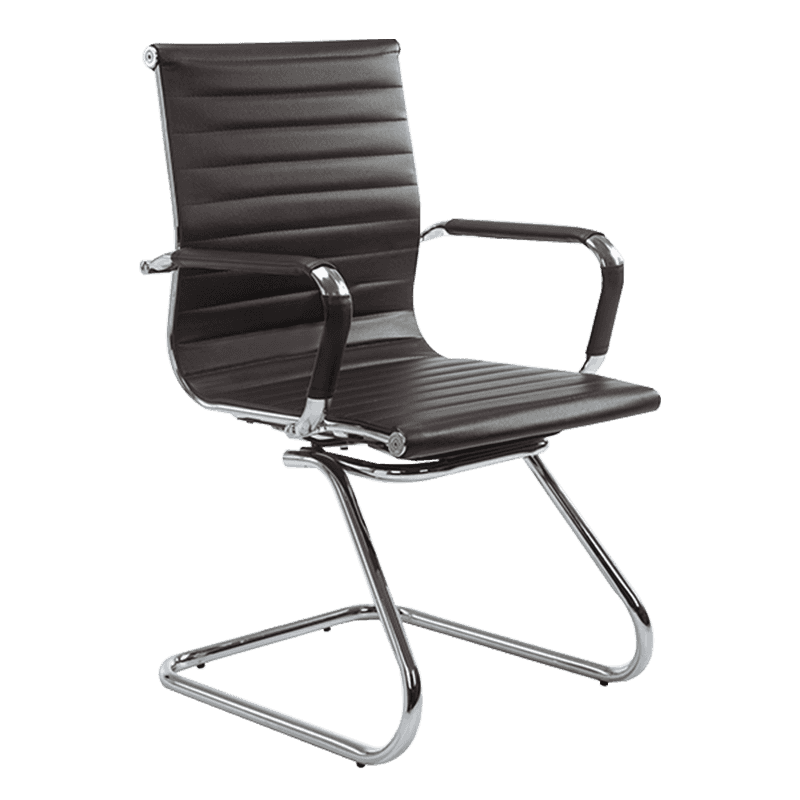 كرسي مؤتمرات جلدي بني حديث متوسط الظهر (Y-1846C)