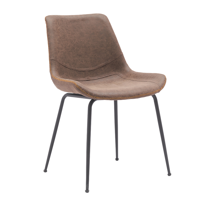 كراسي تناول الطعام ذات أرجل معدنية بنية اللون متوسطة الظهر (Y-C12)