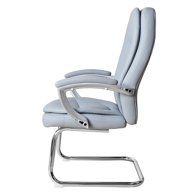 كرسي مؤتمرات جلدي حديث عالي الظهر مع قاعدة كروم ثابتة (M-6124)