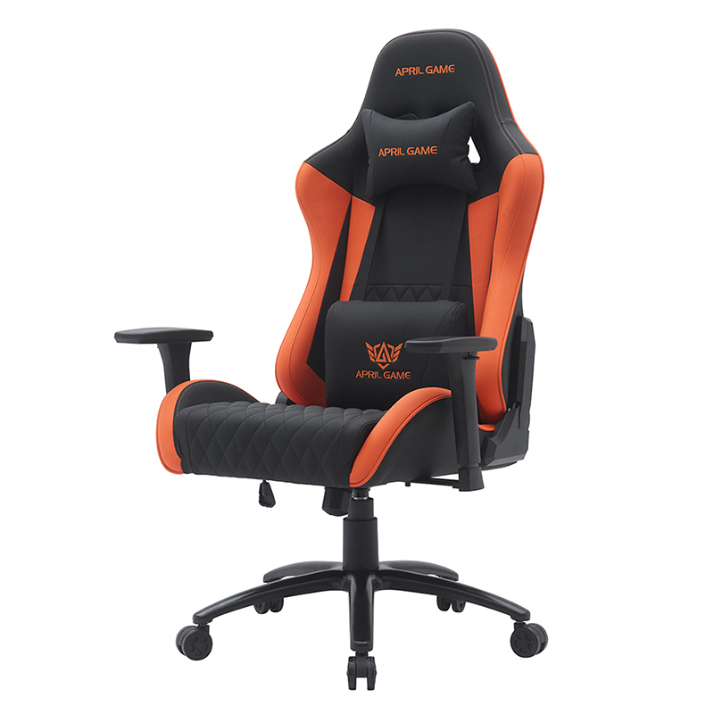 كرسي ألعاب دوار حديث باللون البرتقالي مع مساند للذراعين ثلاثية الأبعاد قابلة للتعديل (T-7122)