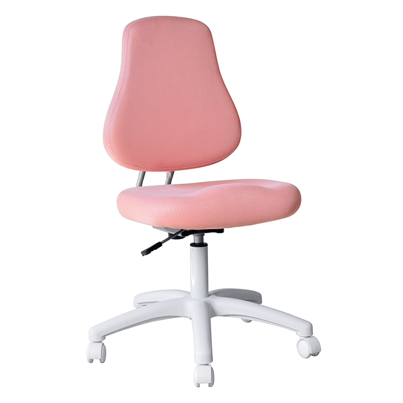 كرسي مهام الموظفين بدون ذراعين من القماش الوردي مع قاعدة من النايلون (M-6122)