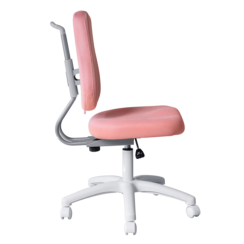 كرسي مهام الموظفين بدون ذراعين من القماش الوردي مع قاعدة من النايلون (M-6122)