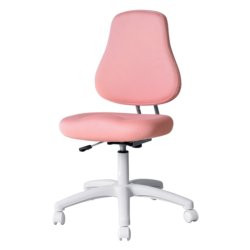 كرسي مهام الموظفين بدون ذراعين من القماش الوردي مع قاعدة من النايلون (M-6122)