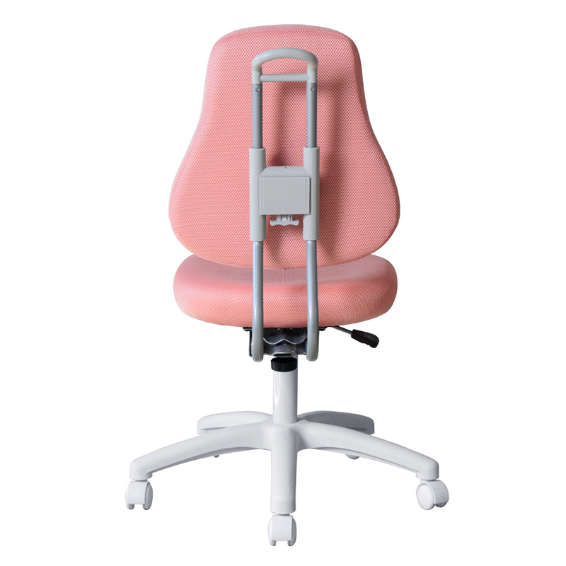 كرسي مهام الموظفين بدون ذراعين من القماش الوردي مع قاعدة من النايلون (M-6122)