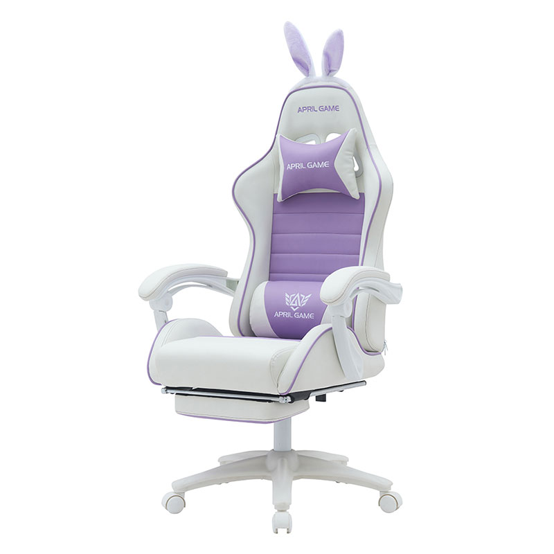 الجلود الاصطناعية 360 قطب PVC PU مريح مستلق لطيف أبيض أرجواني فتاة الألعاب كرسي Silla Gamer للسباق (T-7114B)