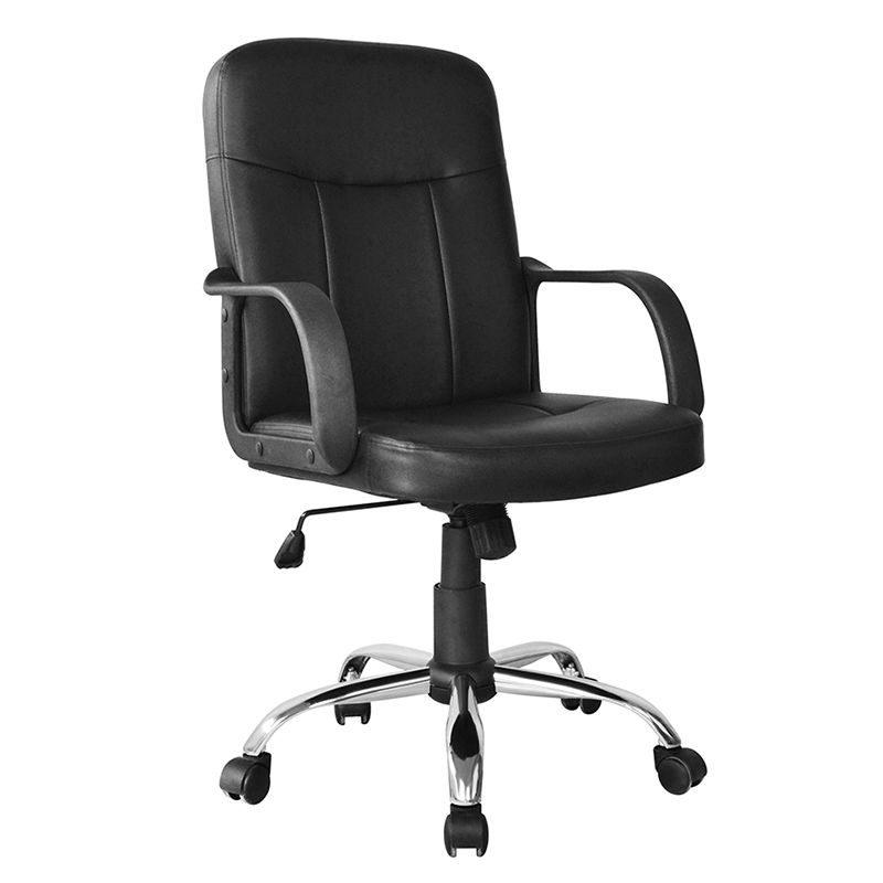 كرسي مكتب بمسند للذراعين متوسط الظهر مع قاعدة كروم (Y-2744)