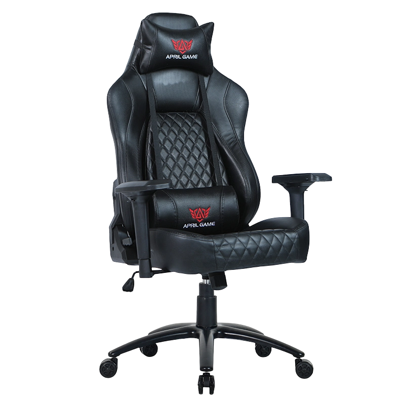 كرسي ألعاب ذو قاعدة معدنية عالية الظهر 4D باللون الأسود (Y-2520)