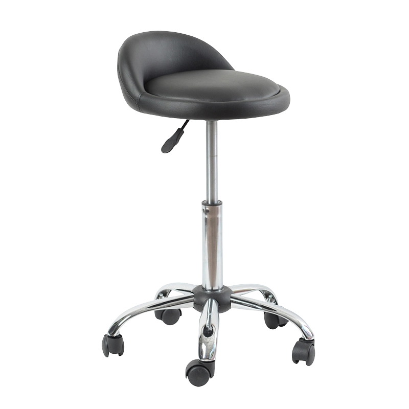 مقعد مرتفع دوار ذو ظهر منخفض من البولي يوريثان باللون الأسود مع عجلات (GY-1021A)