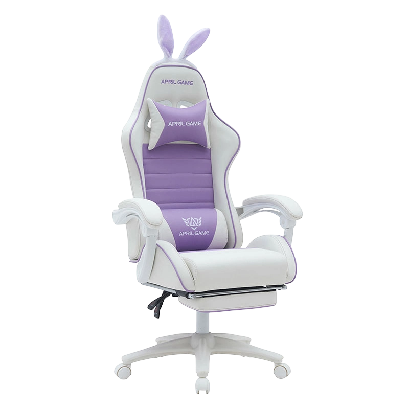 الجلود الاصطناعية 360 قطب PVC PU مريح مستلق لطيف أبيض أرجواني فتاة الألعاب كرسي Silla Gamer للسباق (T-7114B)